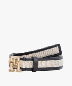 TH MONOGRAM LEATHER BELT