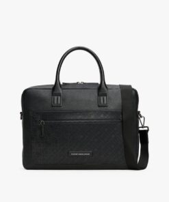 TH MONOGRAM PEBBLE GRAIN LAPTOP BAG