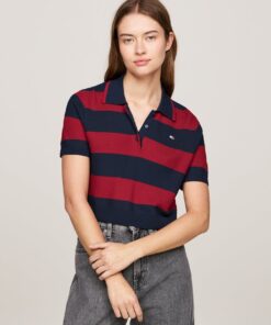 STRIPE CROPPED BOXY POLO SHIRT