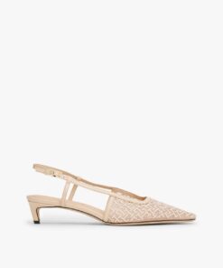 TH MONOGRAM SLINGBACK MESH KITTEN HEELS