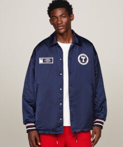 VARSITY BACK LOGO LONGLINE COACH JACKET