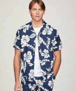 PIGMENT DYE LINEN PRINT SHIRT