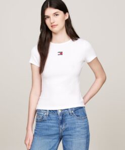 TOMMY BADGE RIBBED SLIM T-SHIRT