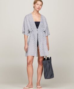 TH MONOGRAM PRINT COVER UP DRESS