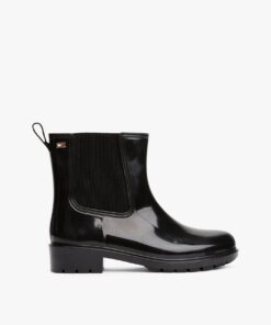 GLOSSY ANKLE CLEAT RAIN BOOTS