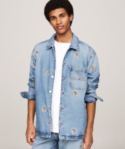 LOGO EMBROIDERY DENIM OVERSHIRT