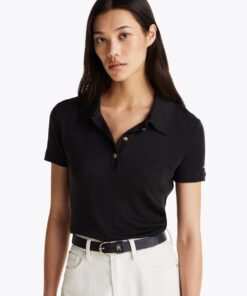 SLIM FIT GOLD-TONE BUTTON POLO SHIRT