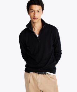 MERINO ZIP MOCK NECK SWEATER