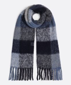 MIXED CHECK FLUFFY WOOL BLEND SCARF