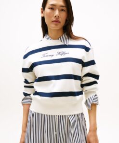 LOGO EMBROIDERY CREW NECK PIQUE SWEATSHIRT