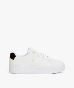 LEATHER FLATFORM COURT TRAINERS