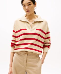 COTTON HALF ZIP CARDIGAN