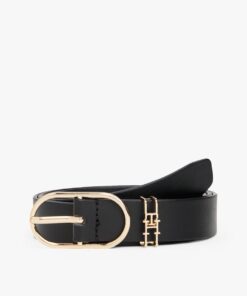 LEATHER TH MONOGRAM OVAL BUCKLE BELT