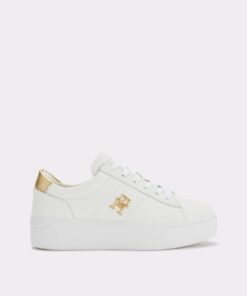 LEATHER PLATFORM COURT TRAINERS