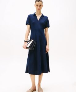 FIT AND FLARE MIDI POLO DRESS