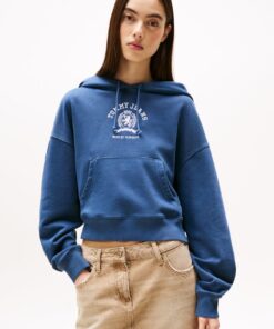 CREST LOGO BOXY CROPPED HOODY