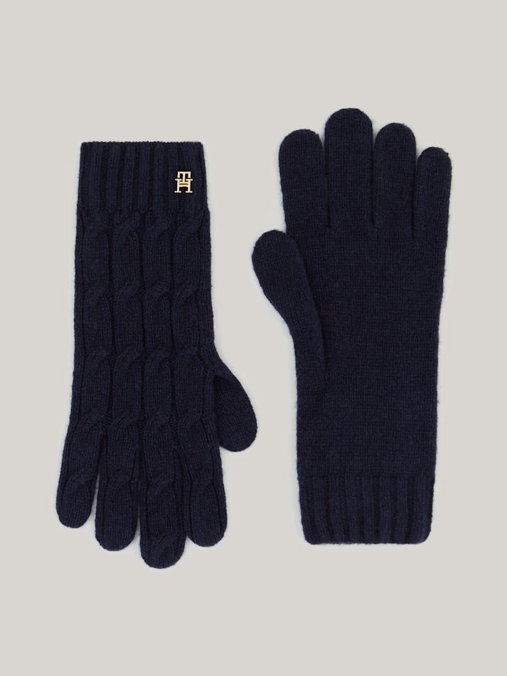 CABLE KNIT WOOL RICH GLOVES