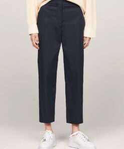 COTTON BLEND SLIM FIT STRAIGHT LEG CHINOS